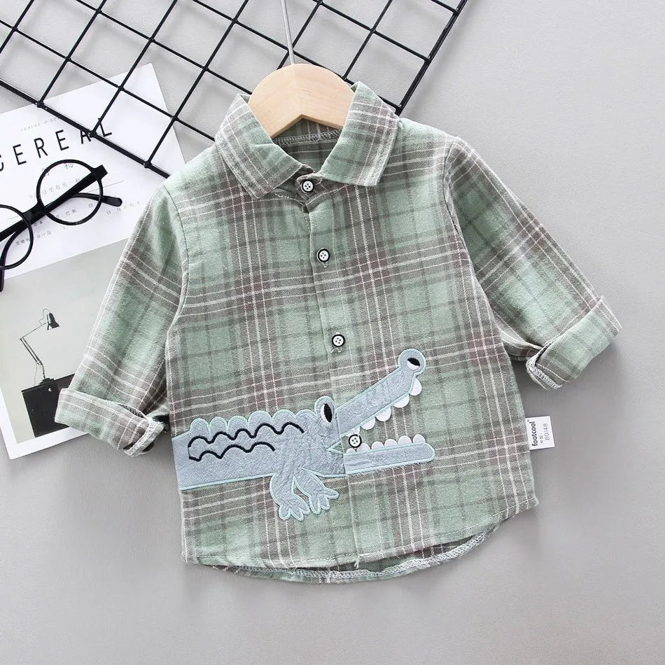 2024 Korean Fashion Children Tops Boys Buffalo Plaid Flannel Shirt Baby Casual Shirt Outerwear Clothes Autumn Girls Blouses 0-5T