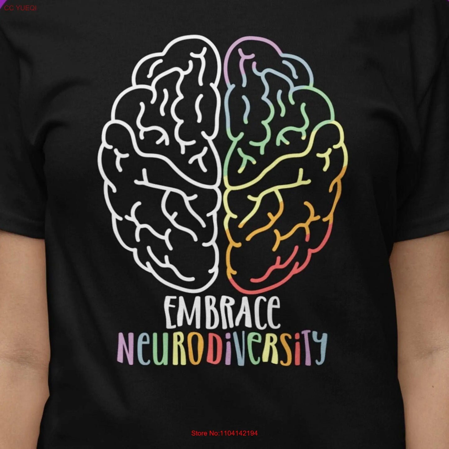 Embrace Neurodiversity T Shirt Brain  Autism Awareness ASD  long or short sleeves