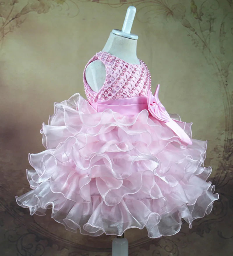 Infant Princess Party Dresses For Girls 2T Newborn Baby Girl 1 Year Birthday Dress Petals Tulle Toddler Girl Christening Dress