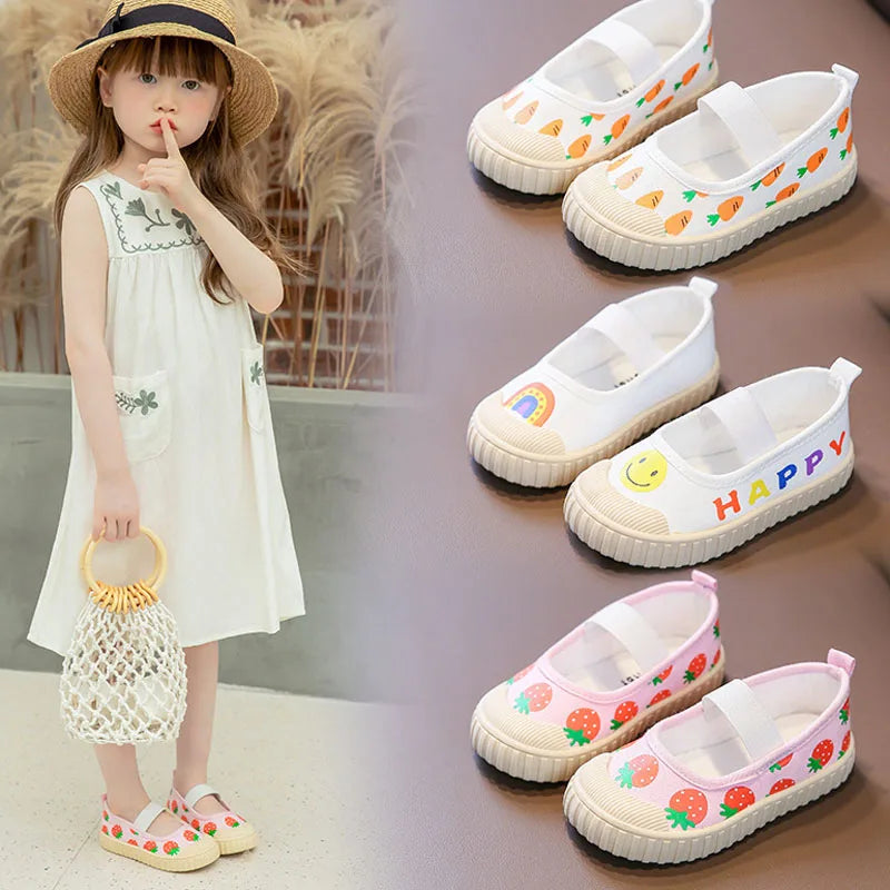 Girls Shoes Children Sneakers for Princess Spring Summer Slip On Casual Canvas Shoes Girl Kawaii Flats Kids Shoes CSH1361