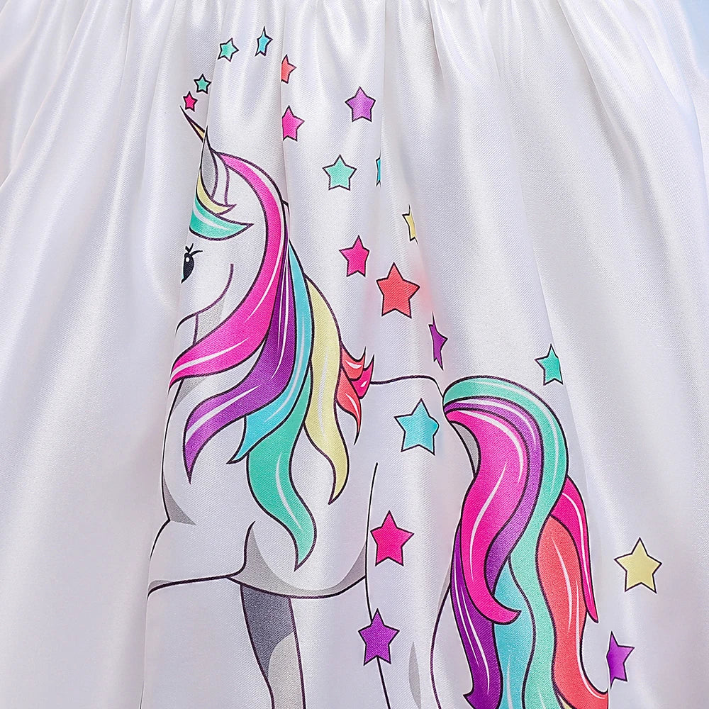 Kids Unicorn Cosplay Dress For Girls Children Costumes Tailing Rainbow Princess Party Dresses Girl Birthday Wedding Ball Gown