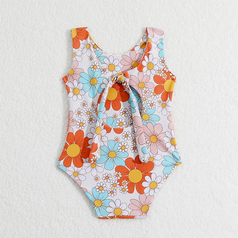 6M-4T Little Girl 2024 Summer Swimsuit Cute Flower/Turtle Print Sleeveless Back Strap Swimsuit Baby Swimsuit