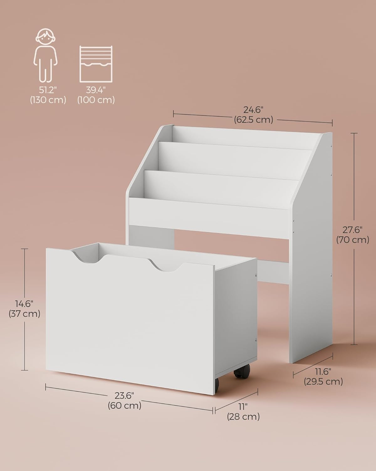 Kids Bookshelf and Toy Organizer, Toy Storage Chest and Bookcase with