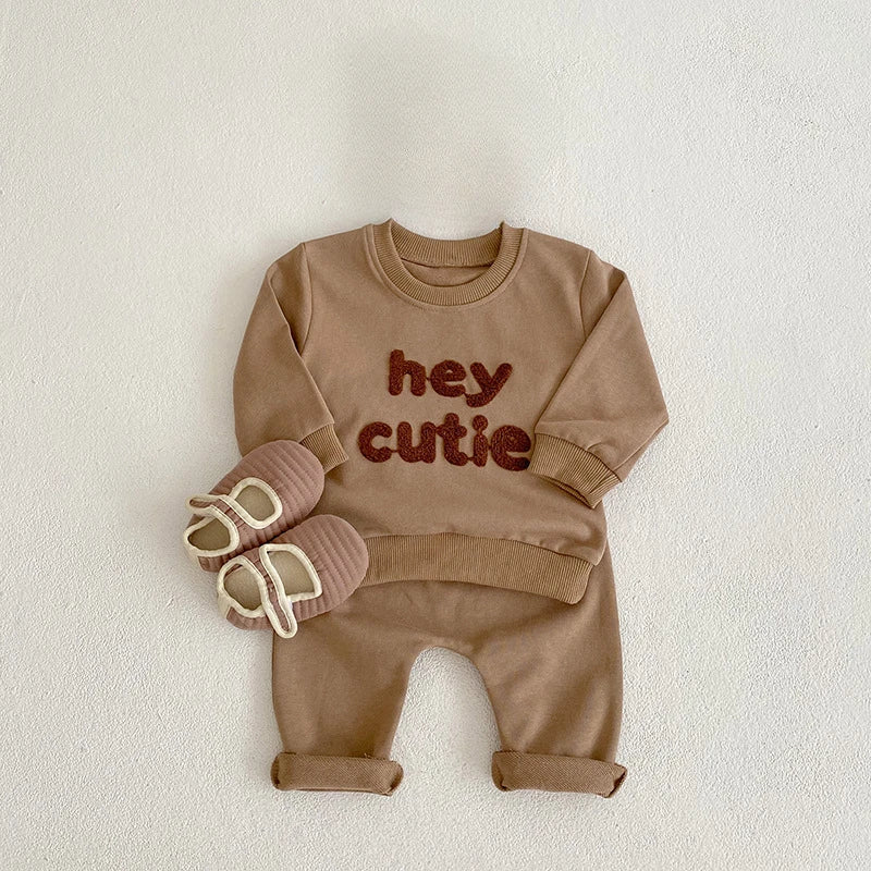 INS Infant Baby Boy Rainbow Sweatshirt + Trousers 2pcs Suit Spring Newborn Kids Cotton Clothes Toddler Girls Designer Outfit Set