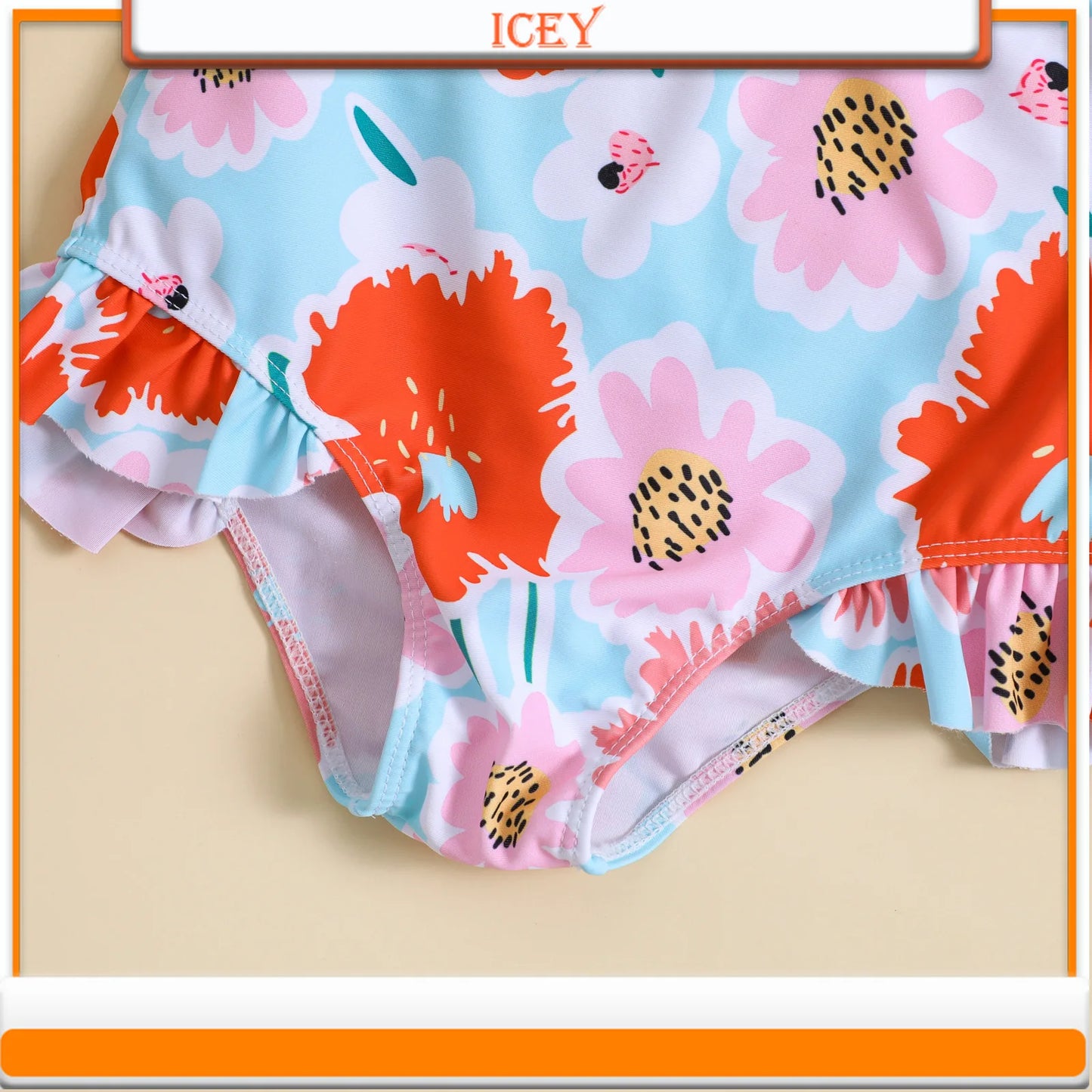 Cute Flower Print Split Swimsuit Set for Girls and Baby Girls Two-Piece Suits