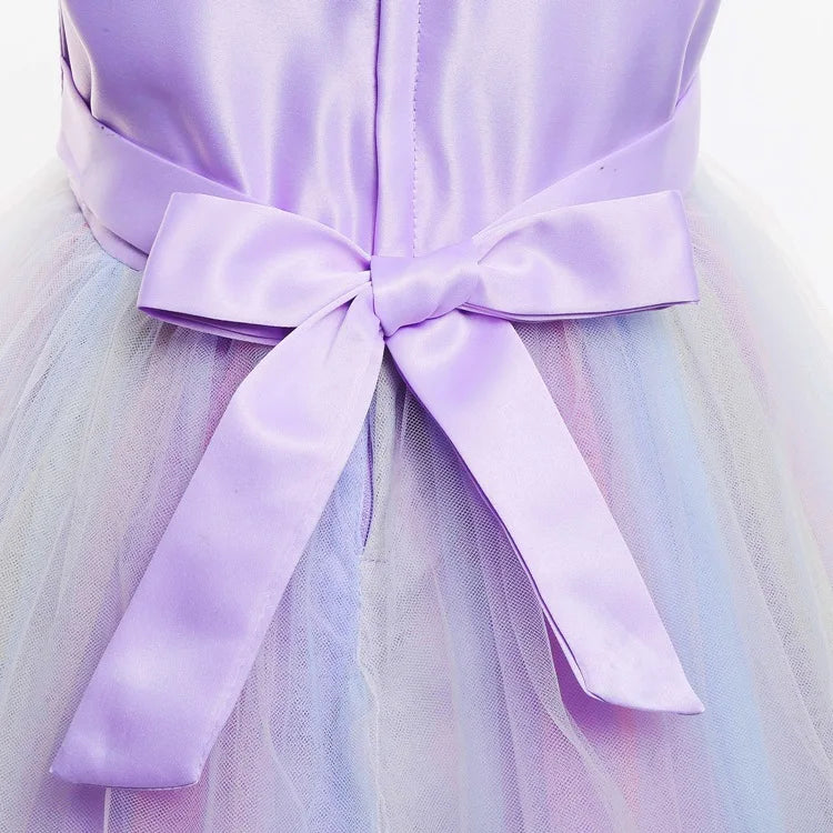 Unicom Dress for Girls Unicorn Luxary Party Gown Rainbow Long Gauze Dress Kids Princess Birthday Party Gift