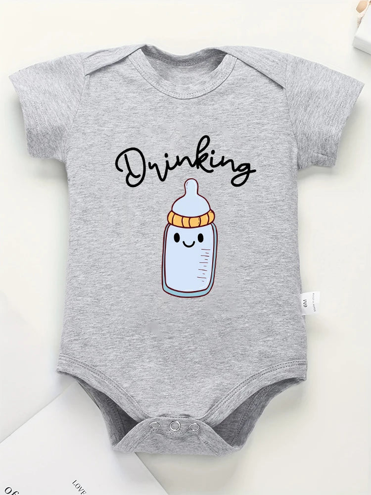 Drinking Buddies Funny Twin Baby Onesies Summer Cotton Newborn Boys Girls Clothes Pajamas Short Sleeve Comzy Infant Outfits