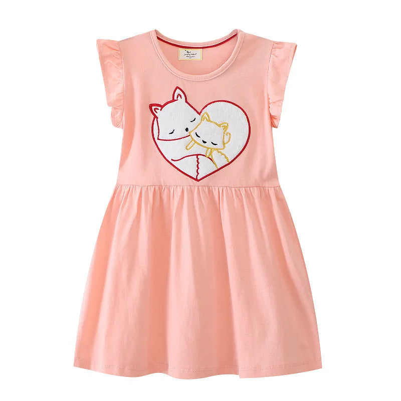 Jumping Meters 2-7T 100% Cotton Girls Dresses With Unicorn Print Sleeveless Toddler Kids Clothing Baby Girls Dresses School Wear