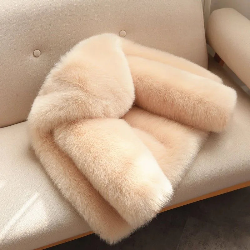 Fashion Baby Girl Faux Fur Jacket With Hat Infant Toddler Child Warm Fluffy Coat Winter Long Sleeve Outwear Baby Clothes 1-10Y