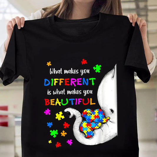 What Makes You Different Elephant Mom Autism Child Awareness For Mom T-Shirt