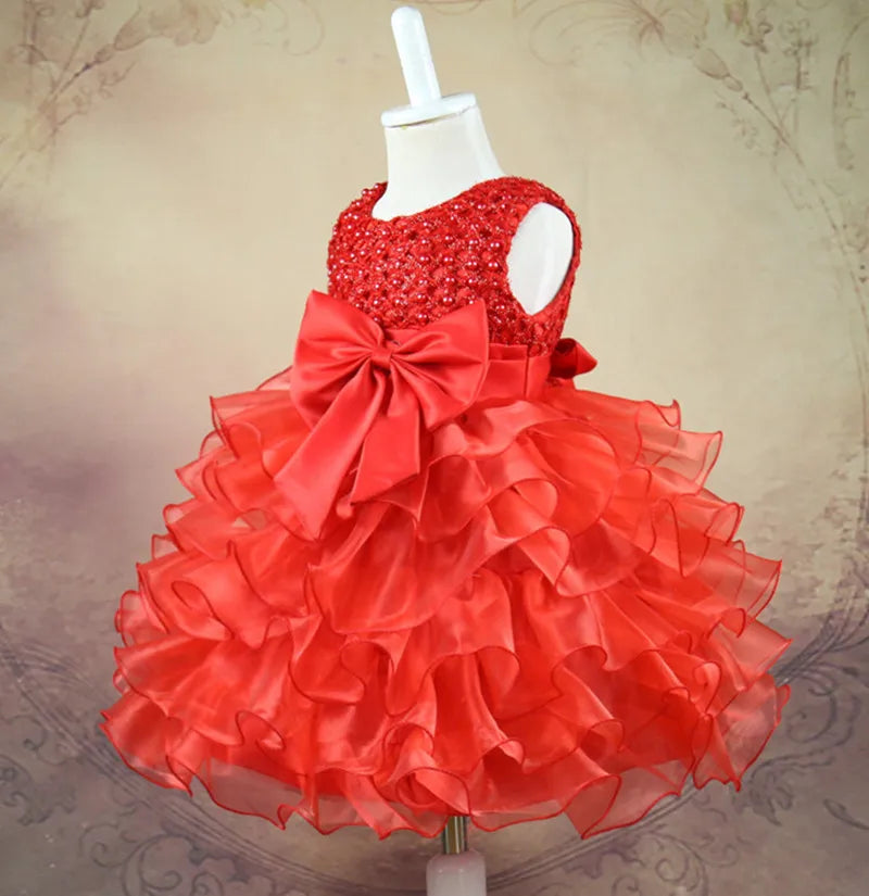 Infant Princess Party Dresses For Girls 2T Newborn Baby Girl 1 Year Birthday Dress Petals Tulle Toddler Girl Christening Dress