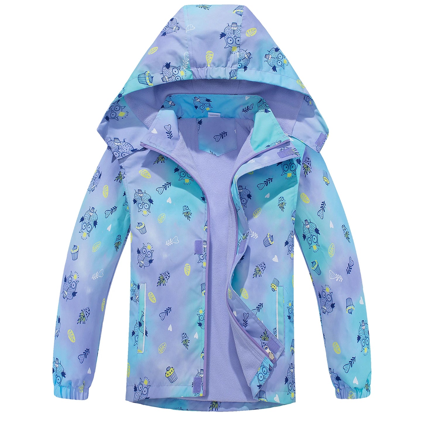 Girls' Transition Coat  Softshell Jacket with Fleece Lining Print Windbreaker Outdoor Jacket Warm Windproof Children's Raincoat