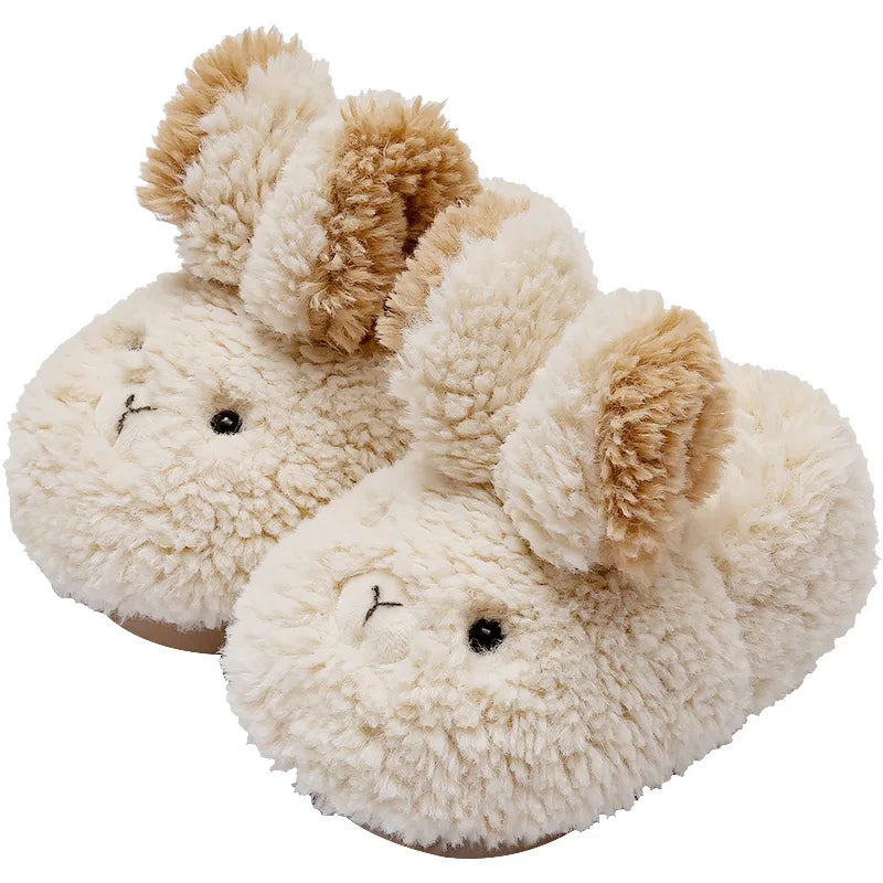 Fashion Children Cartoon Shoes Super Warm Boys Girls Cotton Shoes Cute Bunny Plush Ankle Shoes Short Fuzzy Kids Shoes