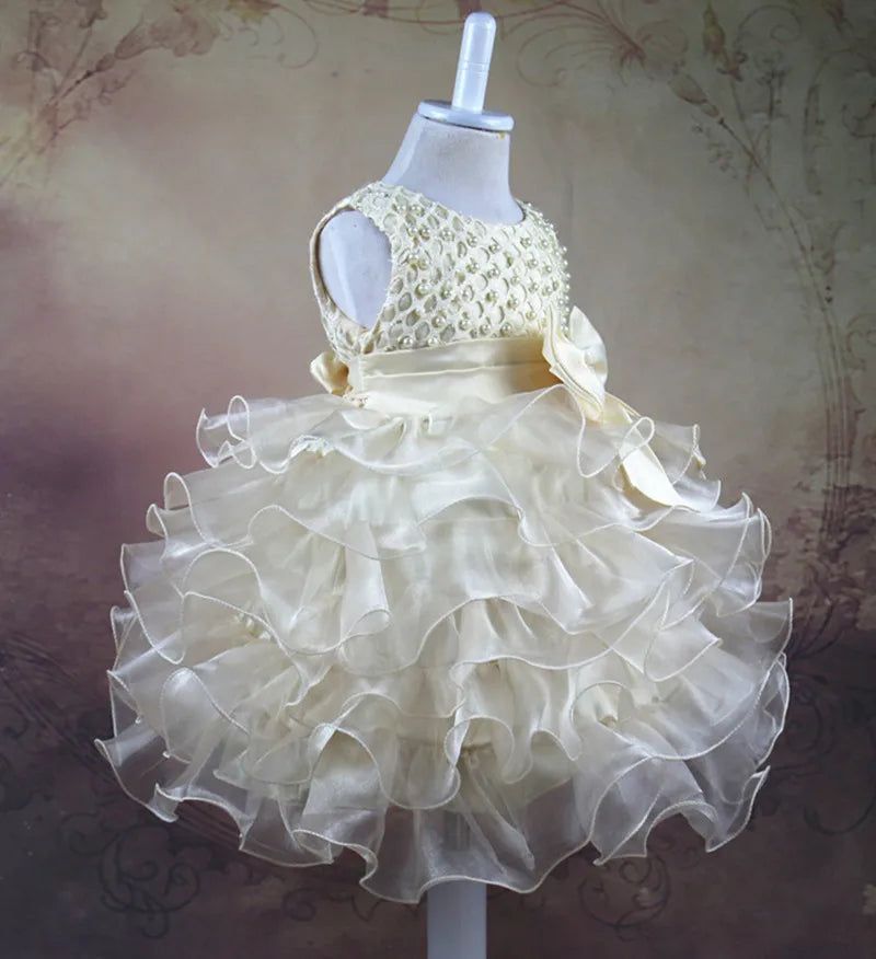 Infant Princess Party Dresses For Girls 2T Newborn Baby Girl 1 Year Birthday Dress Petals Tulle Toddler Girl Christening Dress