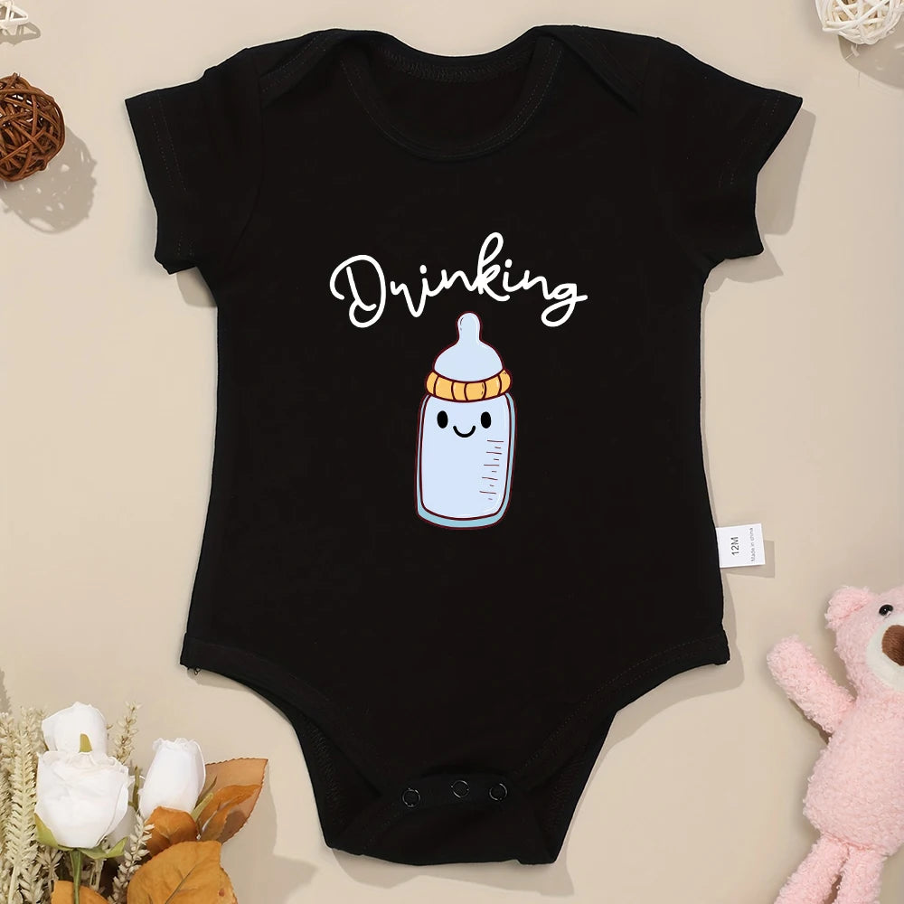 Drinking Buddies Funny Twin Baby Onesies Summer Cotton Newborn Boys Girls Clothes Pajamas Short Sleeve Comzy Infant Outfits