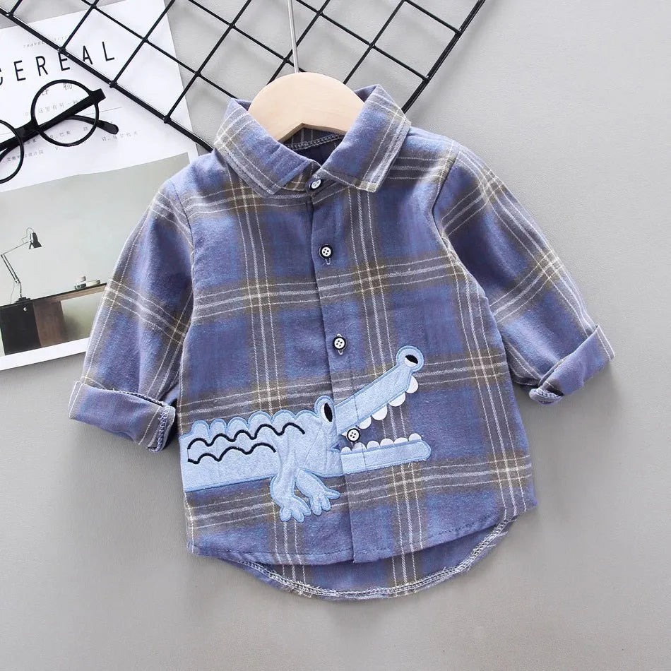 2024 Korean Fashion Children Tops Boys Buffalo Plaid Flannel Shirt Baby Casual Shirt Outerwear Clothes Autumn Girls Blouses 0-5T