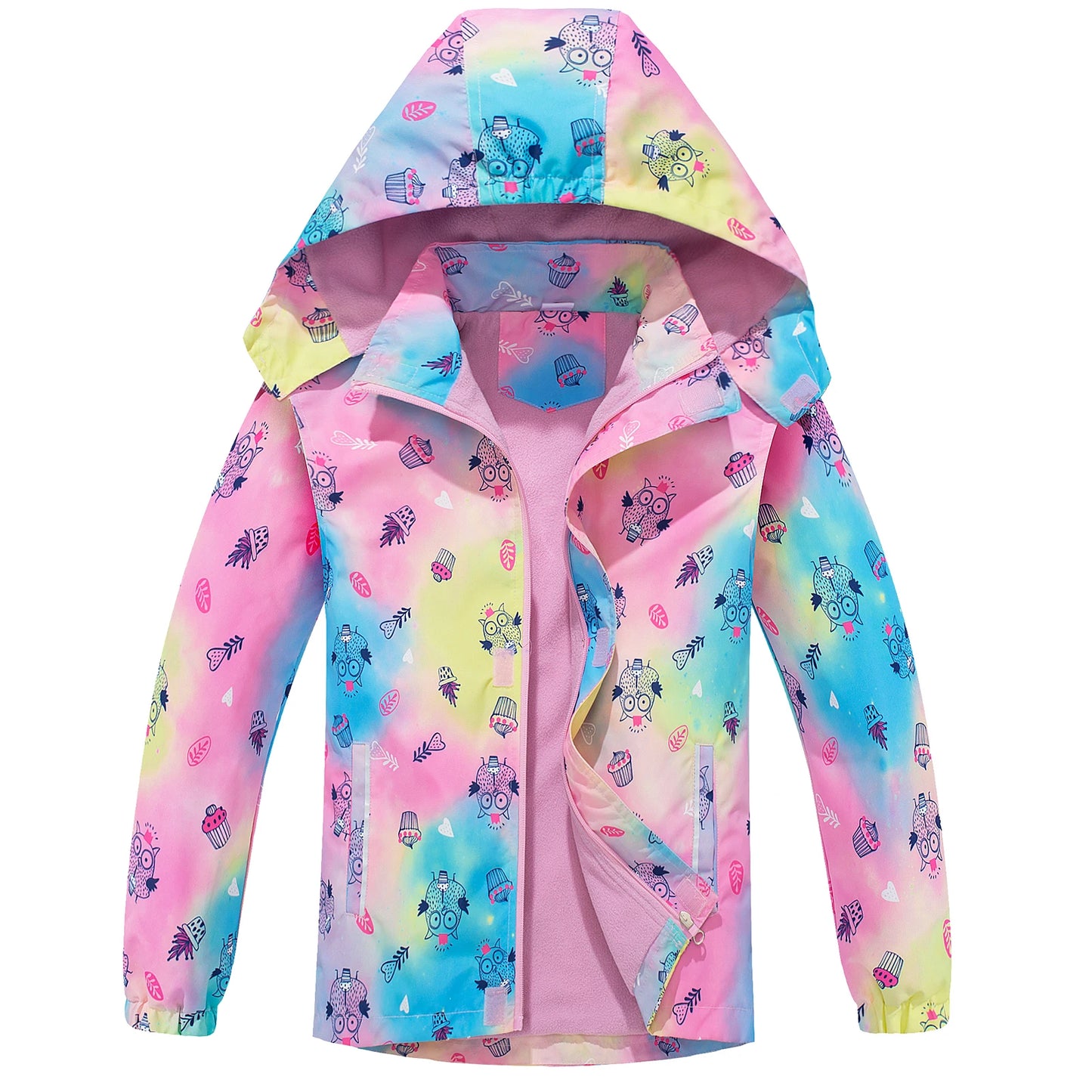 Girls' Transition Coat  Softshell Jacket with Fleece Lining Print Windbreaker Outdoor Jacket Warm Windproof Children's Raincoat