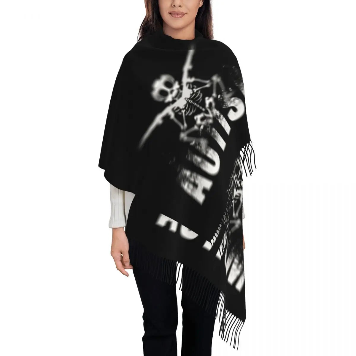 Custom Dare To Be Yourself Skeleton Dabbing Autism Awareness Scarf Wrap Women Long Winter Warm Tassel Shawl Unisex Scarves