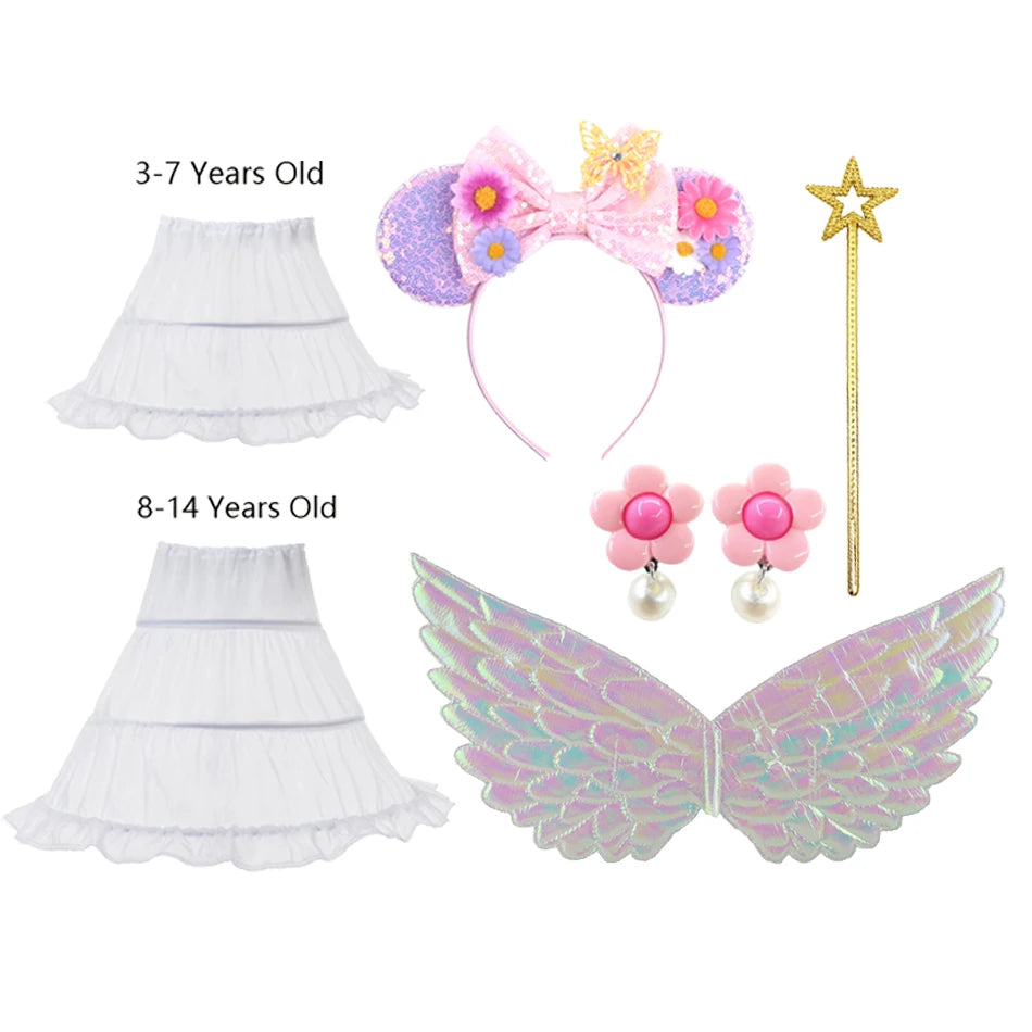 Unicom Dress for Girls Unicorn Luxary Party Gown Rainbow Long Gauze Dress Kids Princess Birthday Party Gift