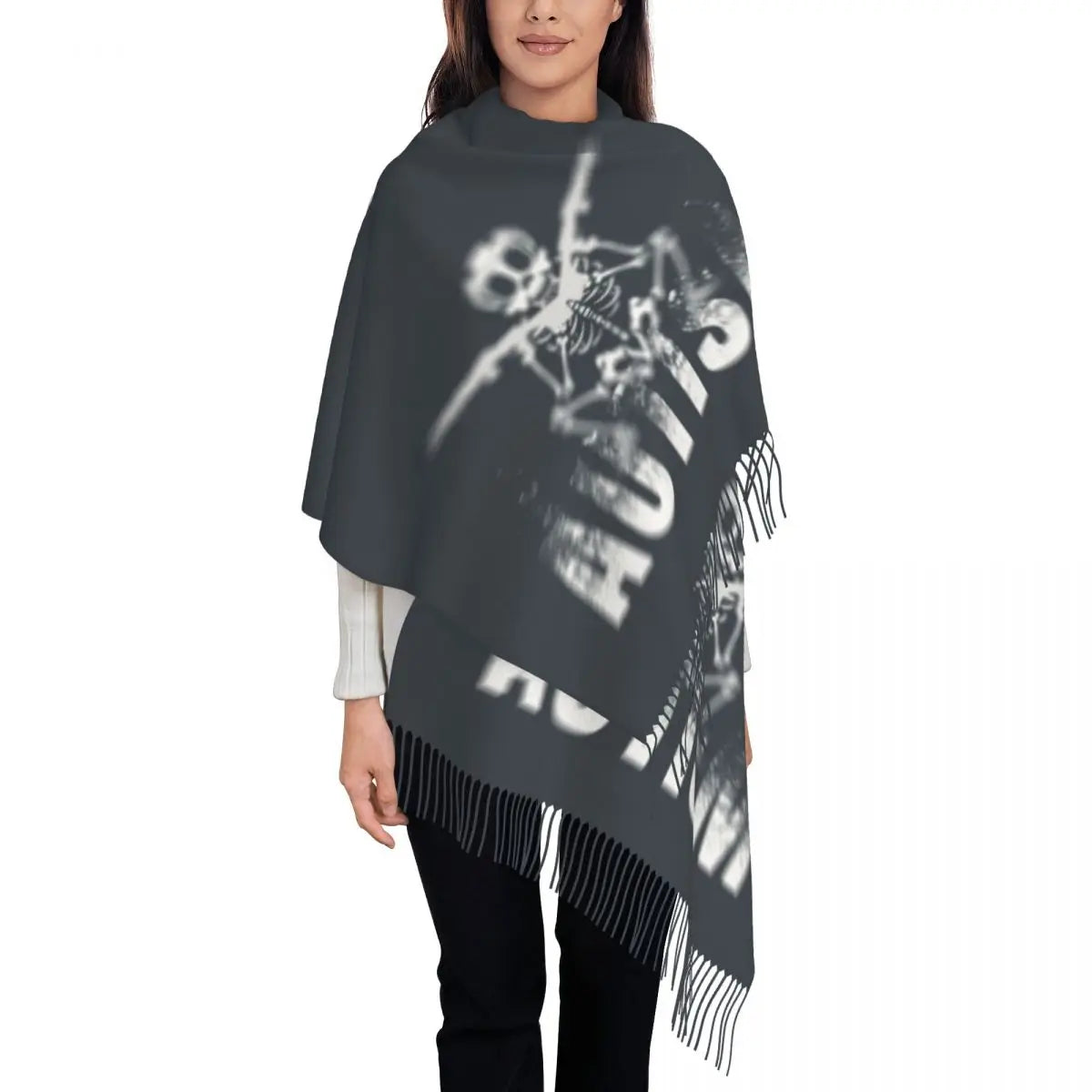 Custom Dare To Be Yourself Skeleton Dabbing Autism Awareness Scarf Wrap Women Long Winter Warm Tassel Shawl Unisex Scarves